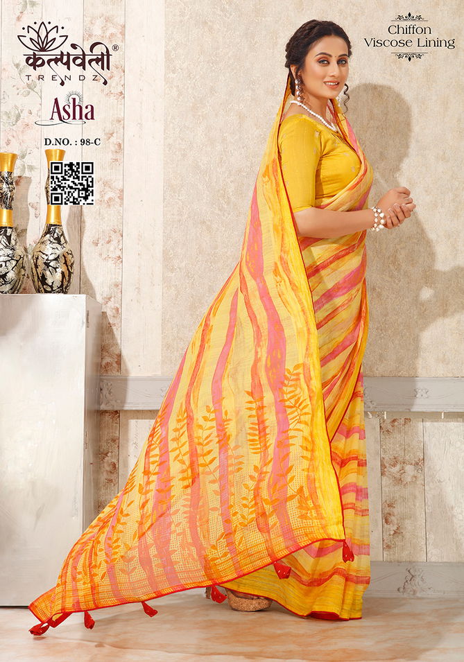 Asha 98 By Kalpatru Chiffon Viscose Printed Sarees Wholesale Price In Surat